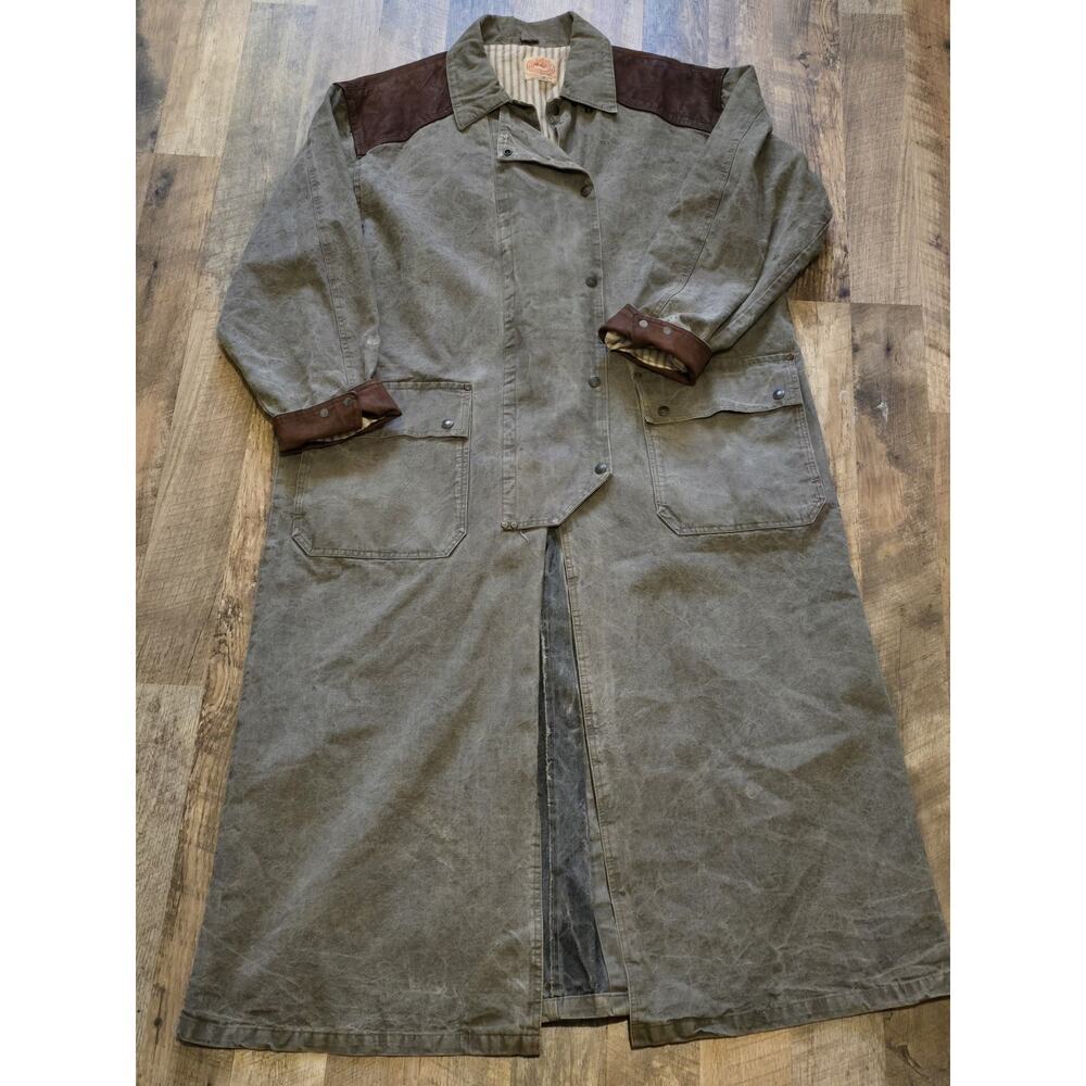 Australian Outback Collection Men’s Large Oilskin Drover Coat VGT Western Work